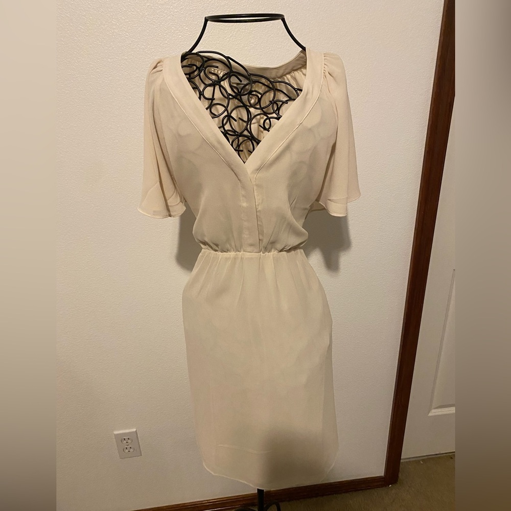 H&M cream, mid length dress, size M